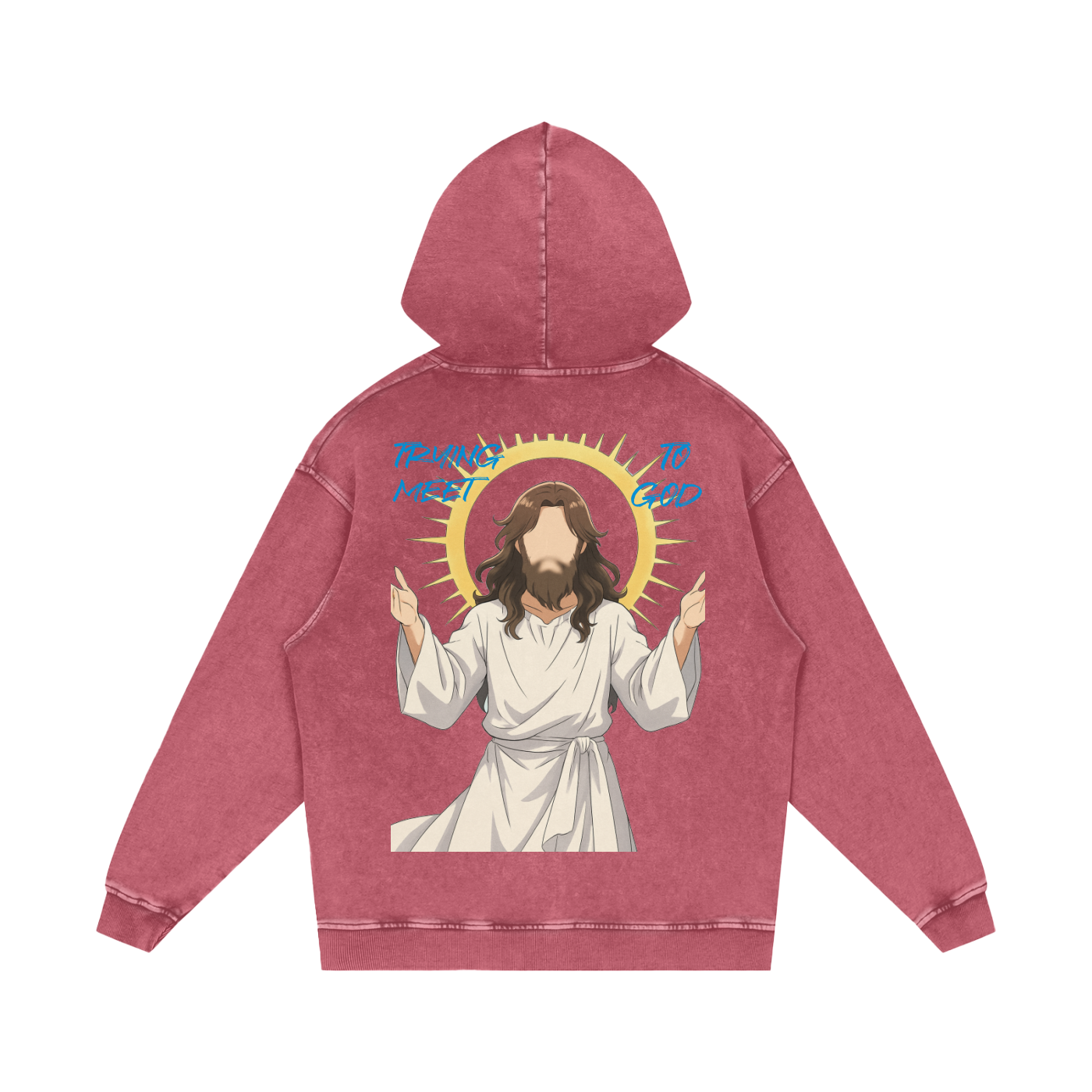 Acid Wash Oversize Hoodie - Trying To Meet God